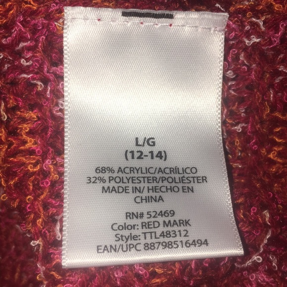 BNWOT bright red v-neck cable knit sweater in Lge - Picture 8 of 8